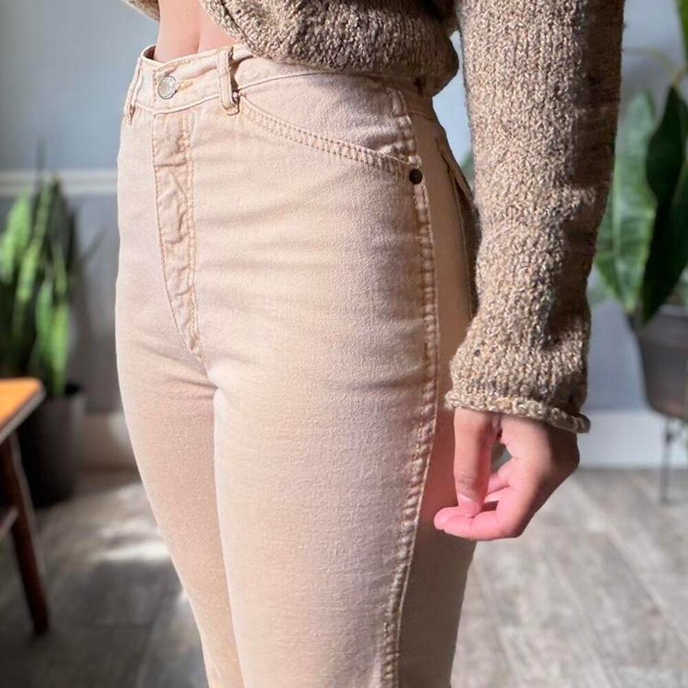 70s/80s high rise pentimento jeans sand color